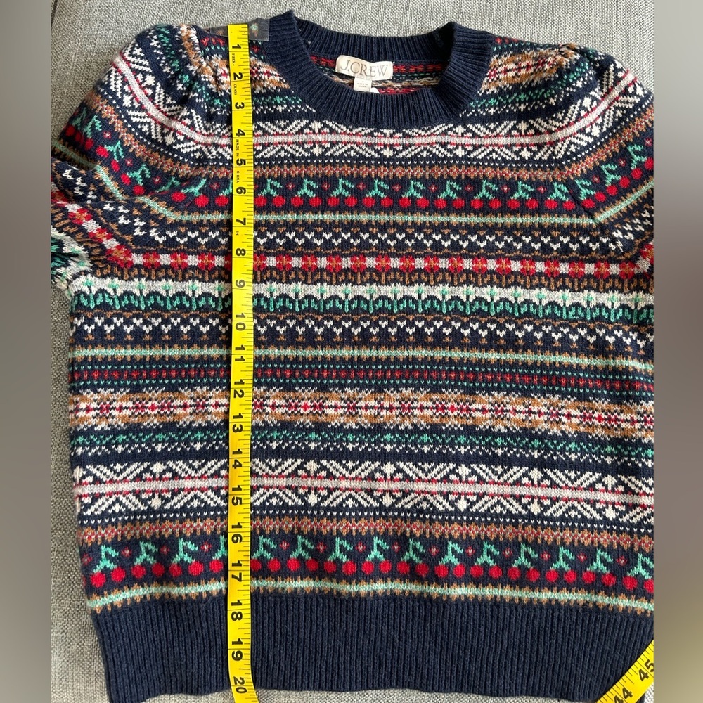 J. Crew cherry print fair isle crewneck sweater - Picture 8 of 8